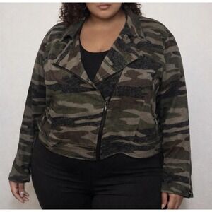 NWT LuLaRoe Presley Moto Jacket Camo Knit Green Brown XL